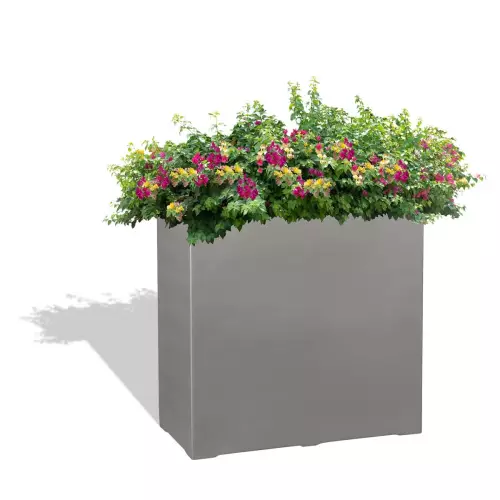 Szara donica D972D z kwitnącą rabatą