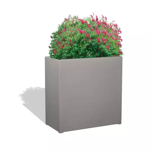 Szara donica D972F z kwitnącą rabatą