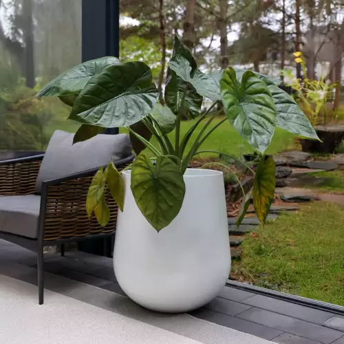 Duża biała matowa donica do salonu SQ65 Ø57x65 cm