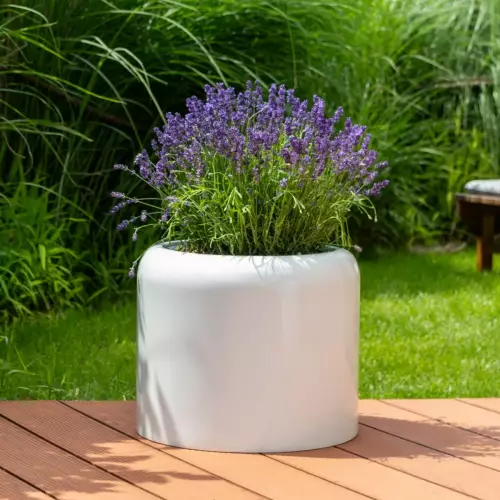 Lawenda w donicy AMBIENTE 35 biały połysk