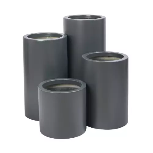 Antracytowe donice D901 o średnicy 40 cm i wyokościach 40, 60, 75 i 90 cm