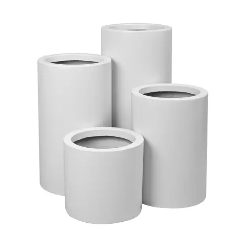 Białe matowe donice D901 o średnicy 40 cm i wyokościach 40, 60, 75 i 90 cm