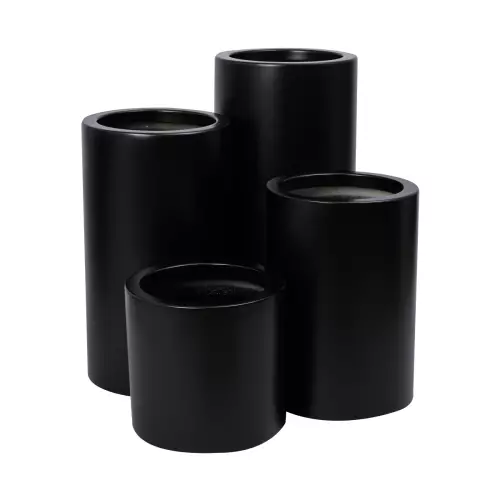 Czarne matowe donice D901 Ø40x40, Ø40x60, Ø40x75 i Ø40x90 cm