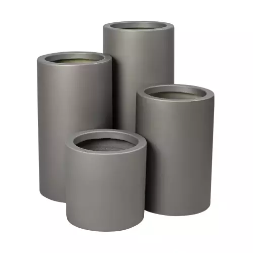 Szare matowe donice D901 Ø40x40, Ø40x60, Ø40x75 i Ø40x90 cm