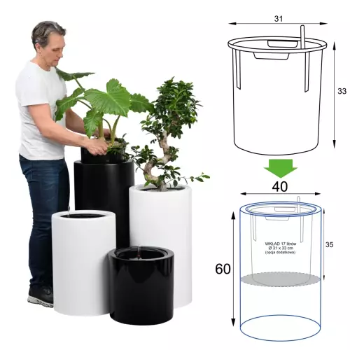 Wyjmowany wkład z systemem nawadniania