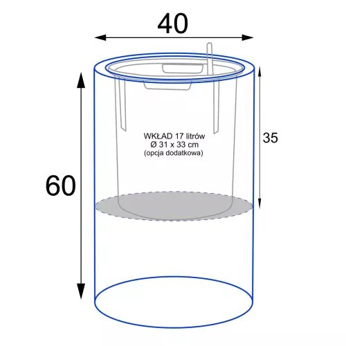 Wymiary donicy D901BA z wkładem SWIP 31x33 cm