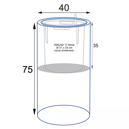 Wymiary donicy D901BB z wkładem SWIP 31x33 cm