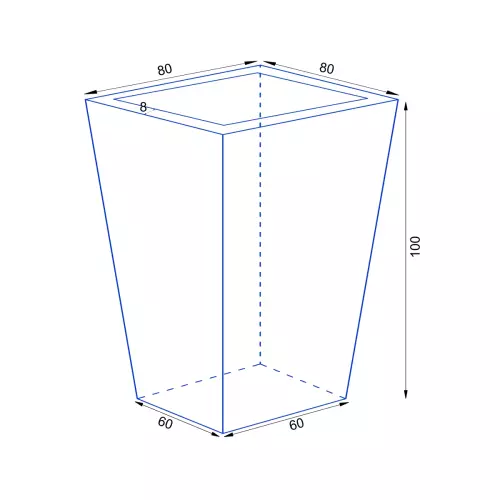 Wymiary donicy D902F o pełnej głębokości