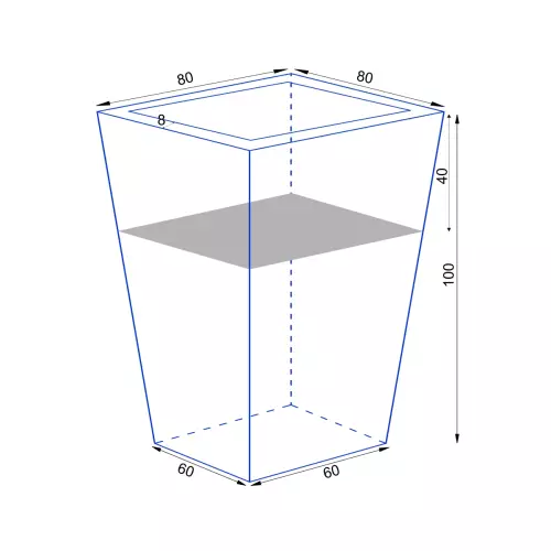 Wymiary donicy D902F z wewnętrzną półką - opcja
