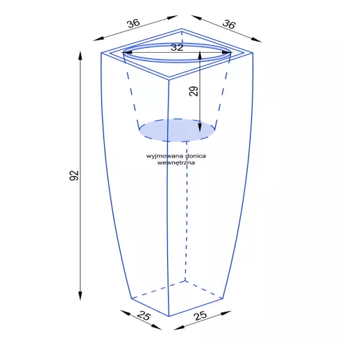 Wymiary donicy D106E
