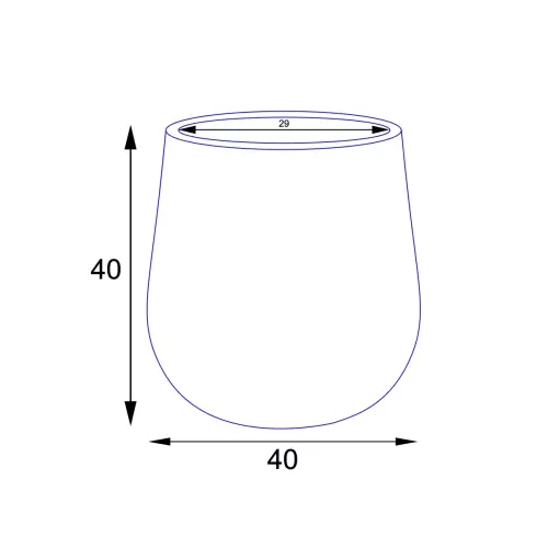 Wymiary donicy SQ40 bez wewnętrznego wkładu