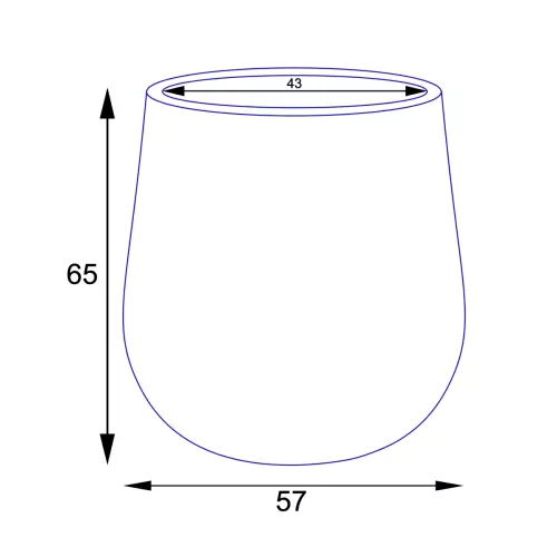 Wymiary donicy SQ65 bez wewnętrznego wkładu