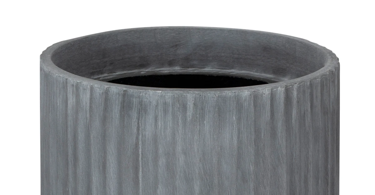 betonowa szara donica ze żłobieniami 65 cm